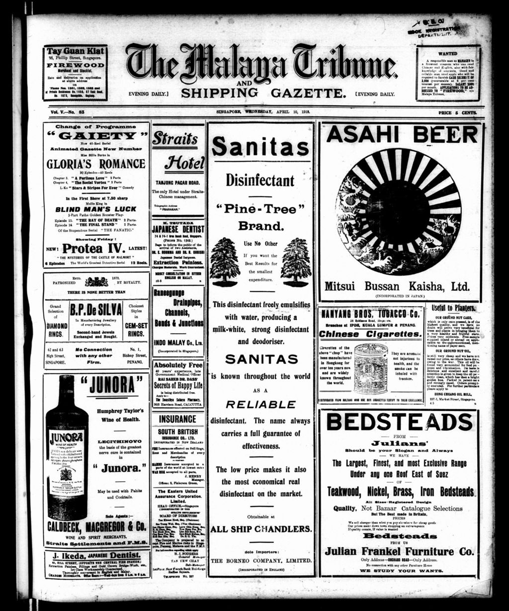 Miniature of Malaya Tribune 10 April 1918