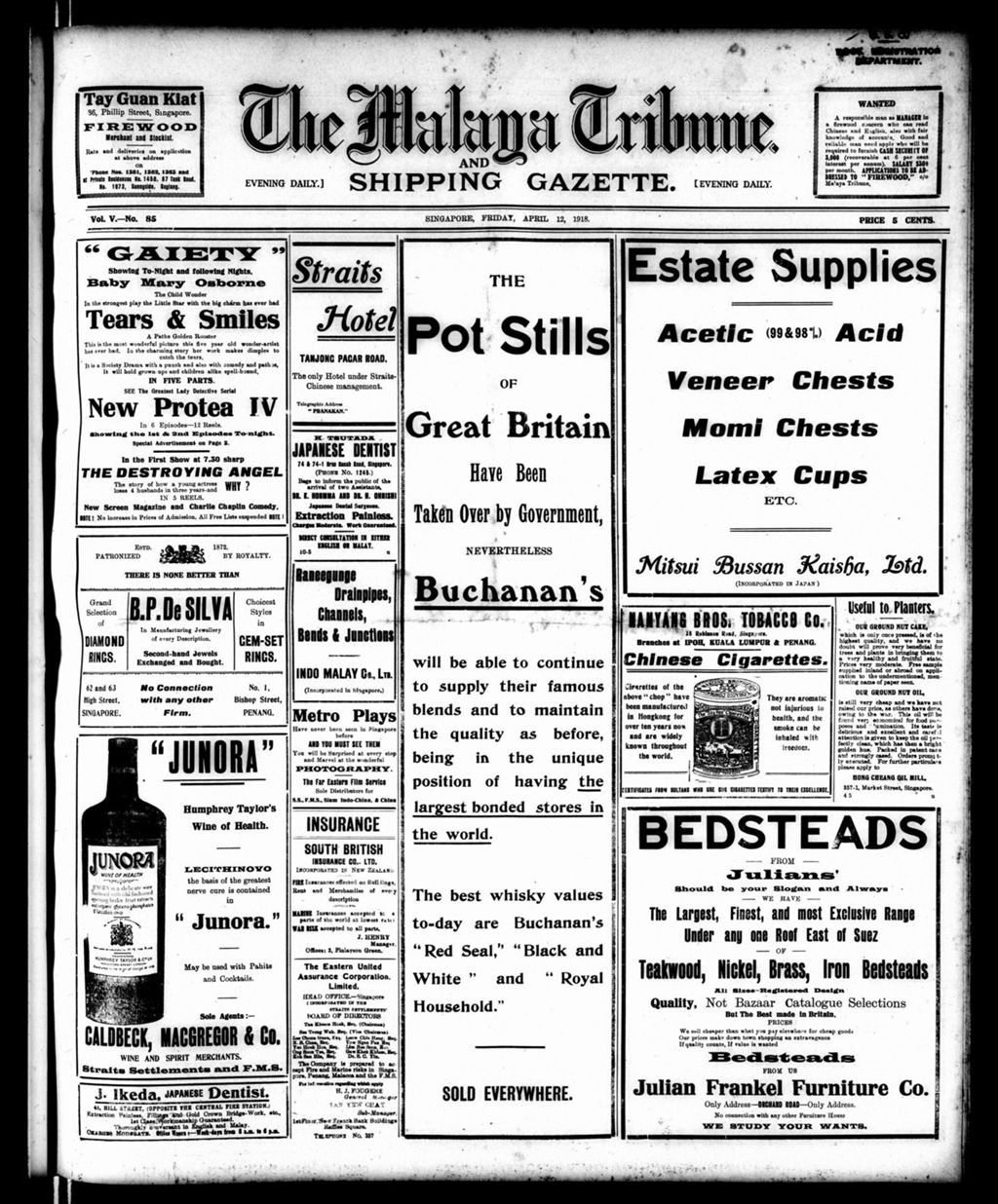 Miniature of Malaya Tribune 12 April 1918