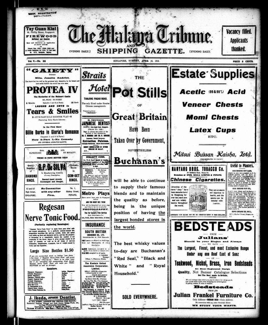 Miniature of Malaya Tribune 16 April 1918