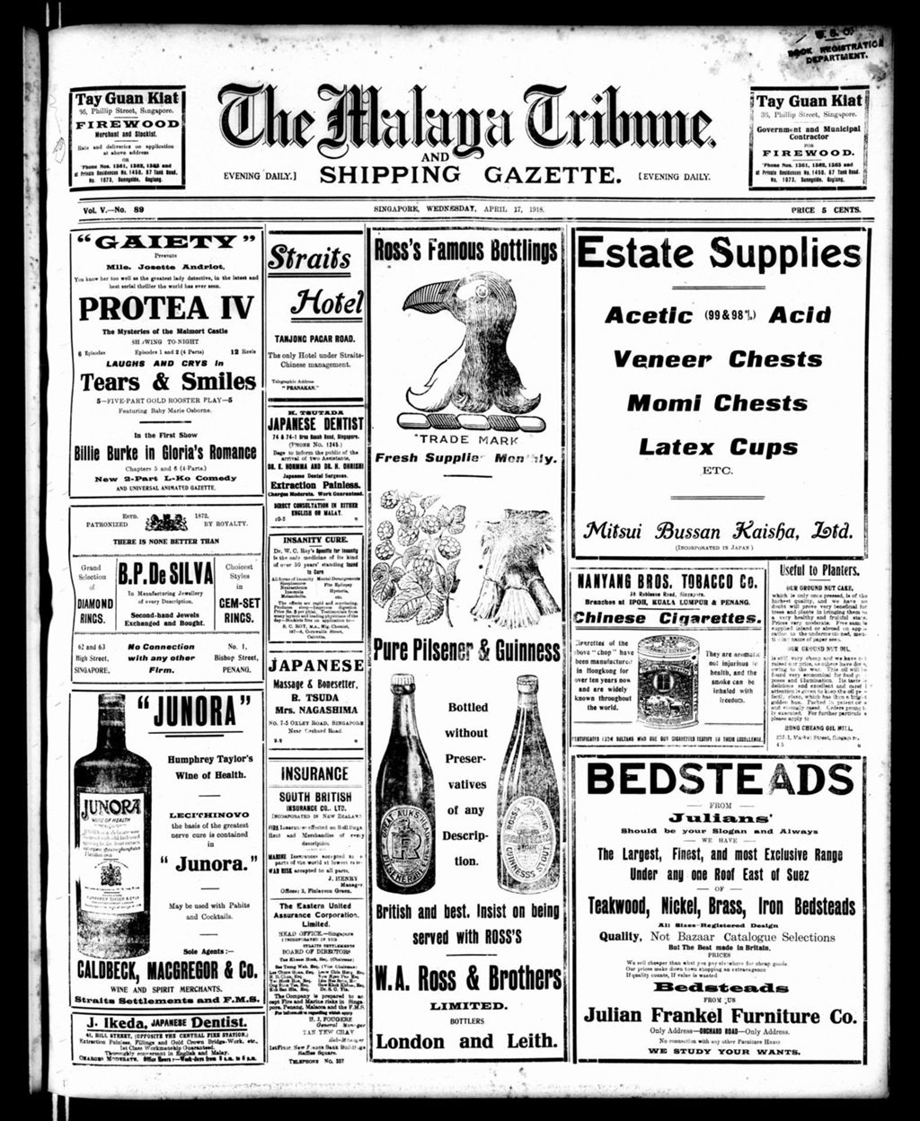 Miniature of Malaya Tribune 17 April 1918