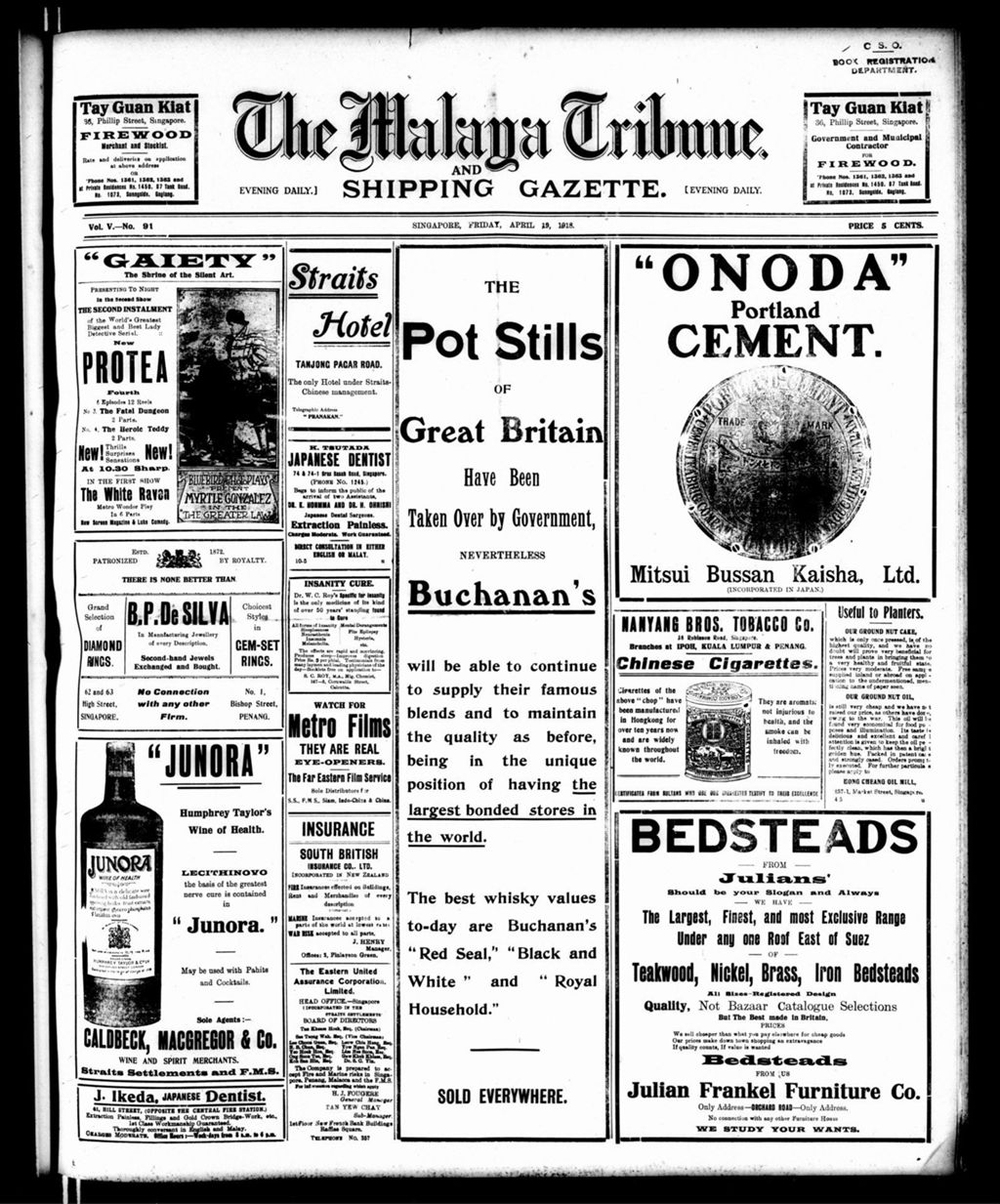 Miniature of Malaya Tribune 19 April 1918