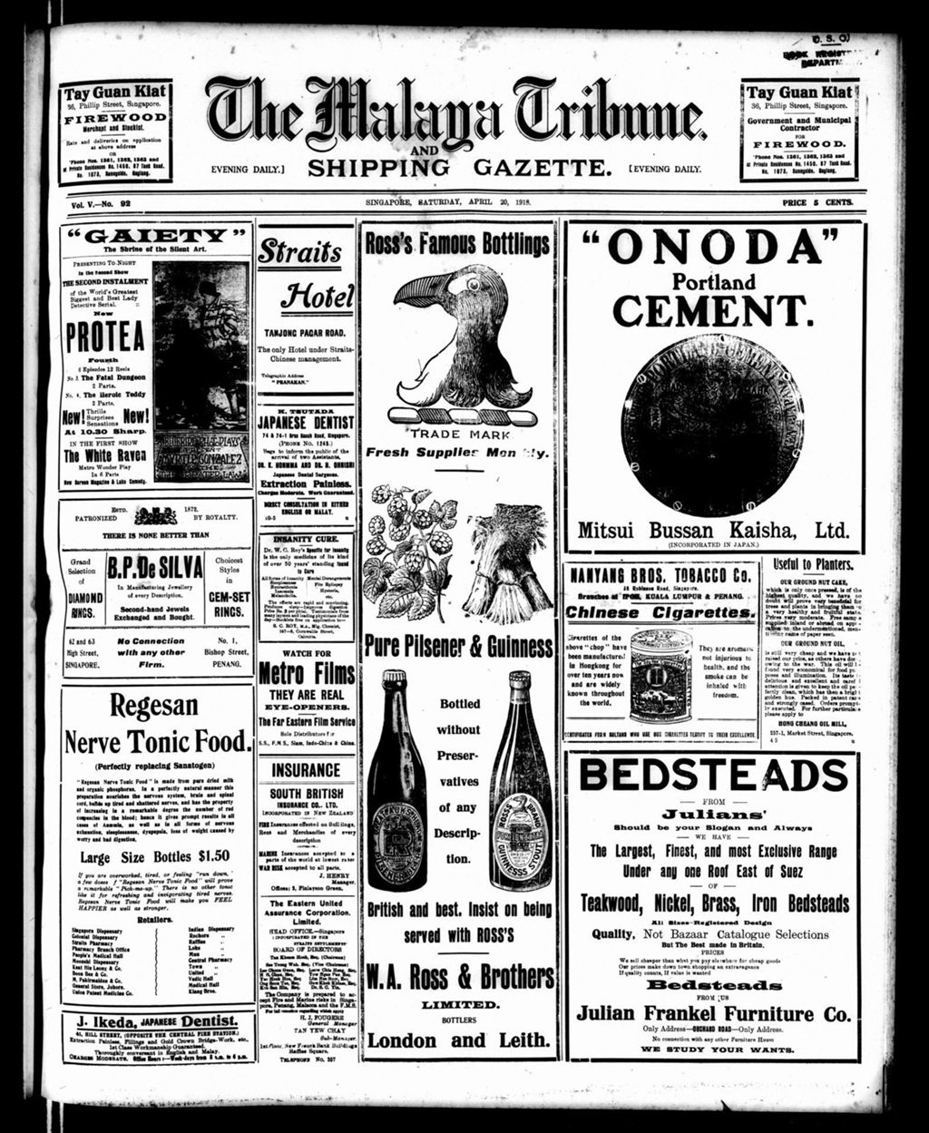 Miniature of Malaya Tribune 20 April 1918