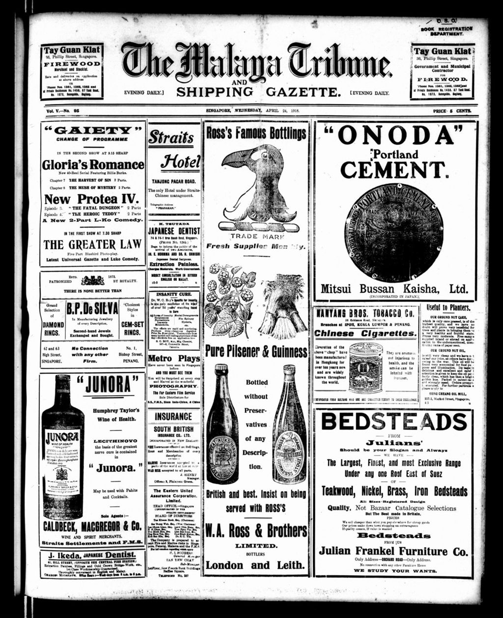 Miniature of Malaya Tribune 24 April 1918