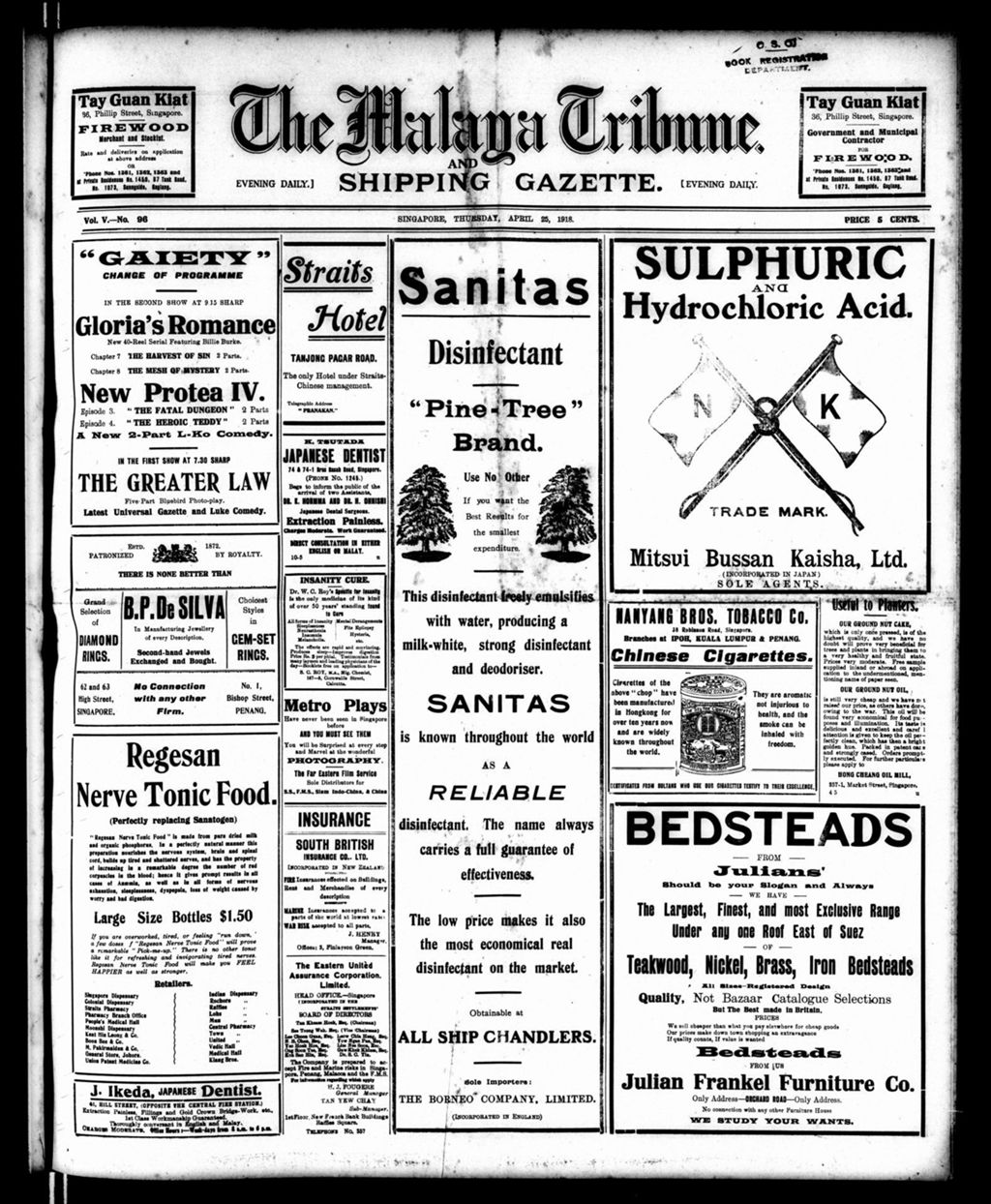 Miniature of Malaya Tribune 25 April 1918