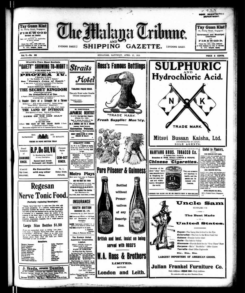 Miniature of Malaya Tribune 27 April 1918