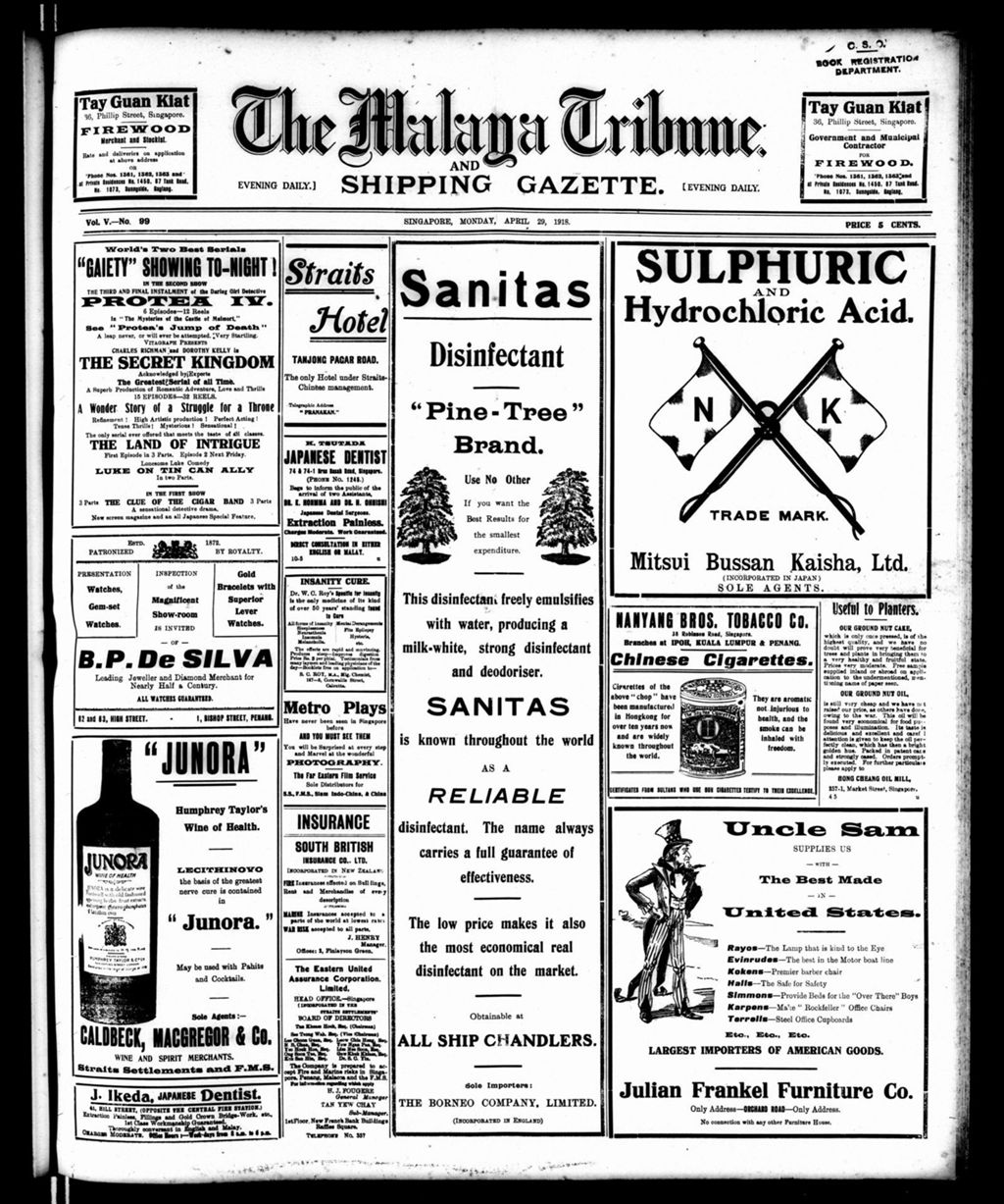 Miniature of Malaya Tribune 29 April 1918