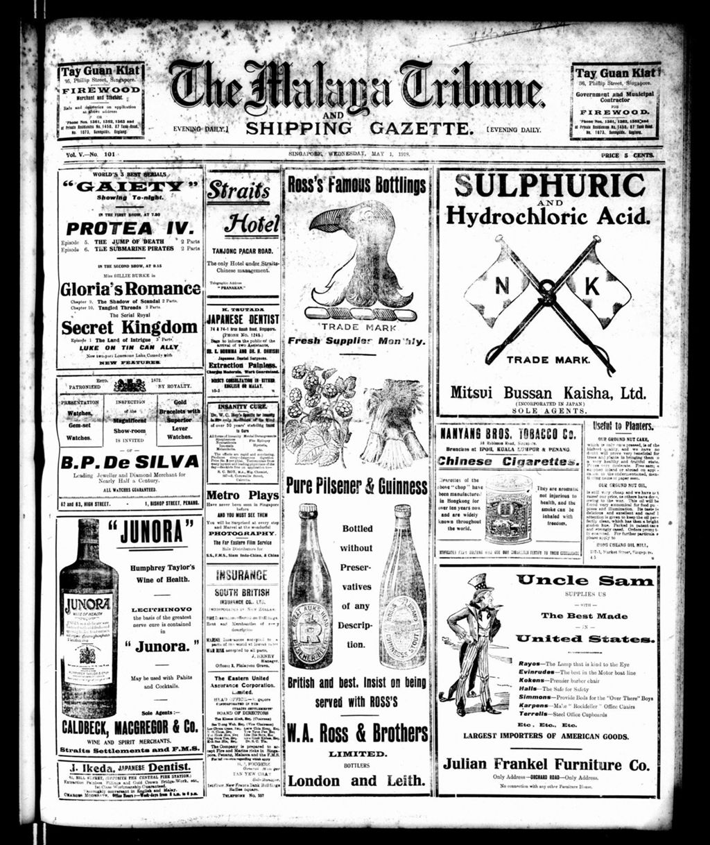 Miniature of Malaya Tribune 01 May 1918