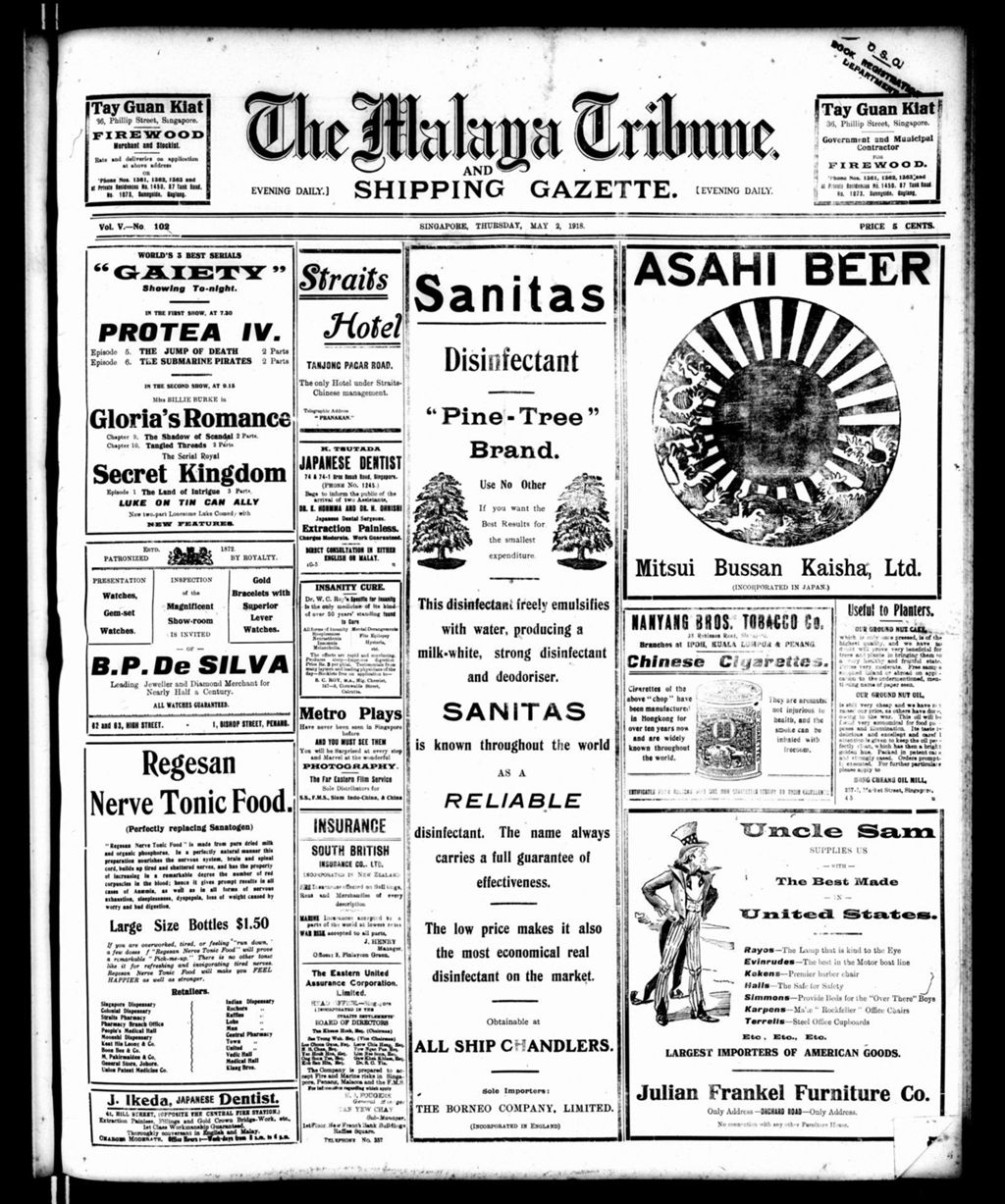 Miniature of Malaya Tribune 02 May 1918