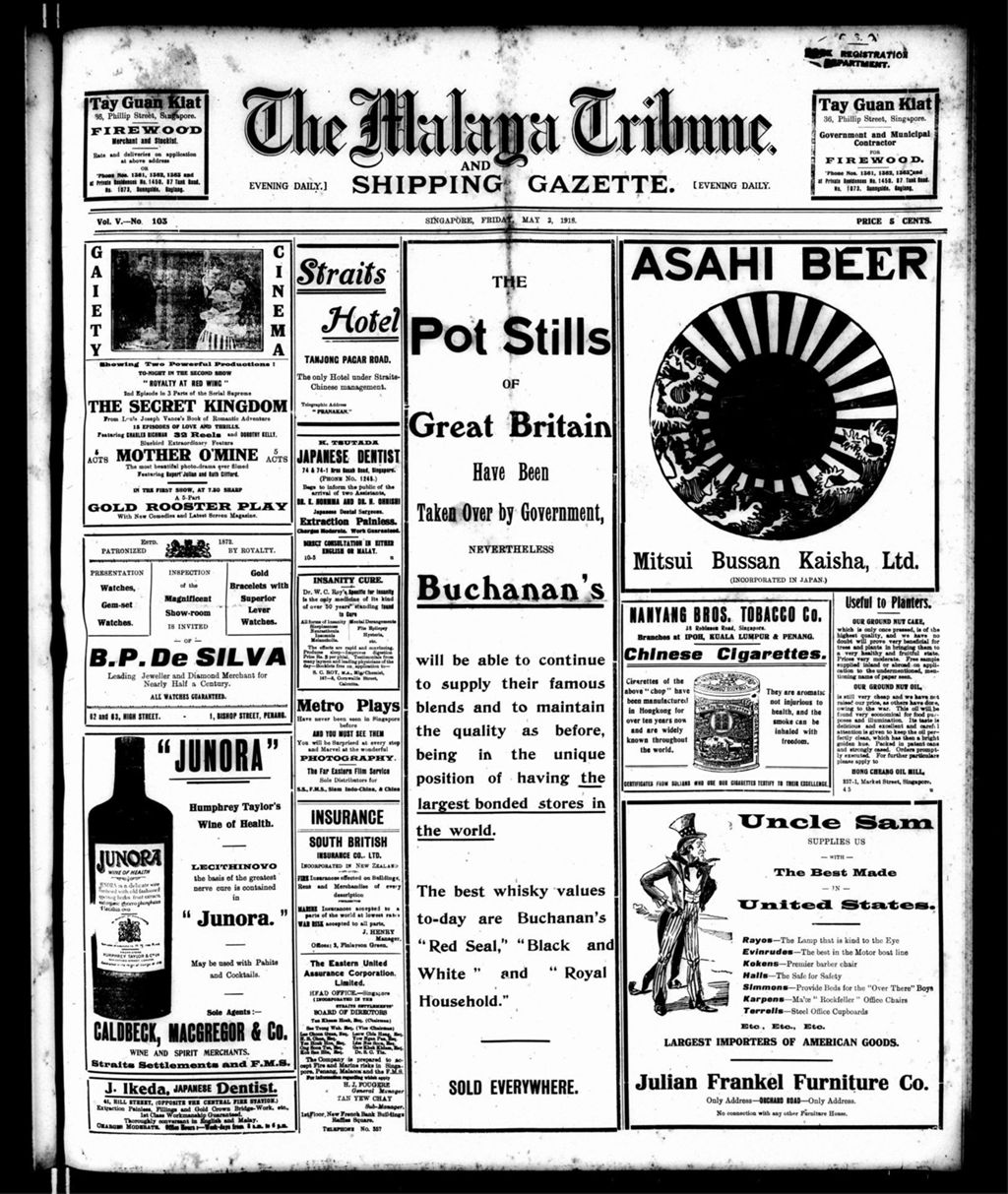 Miniature of Malaya Tribune 03 May 1918