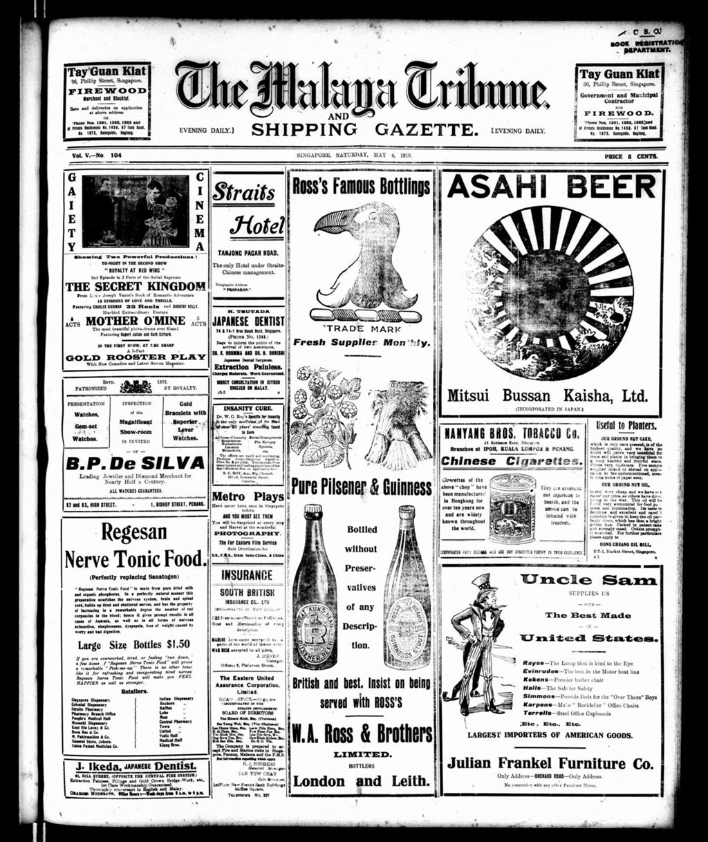 Miniature of Malaya Tribune 04 May 1918