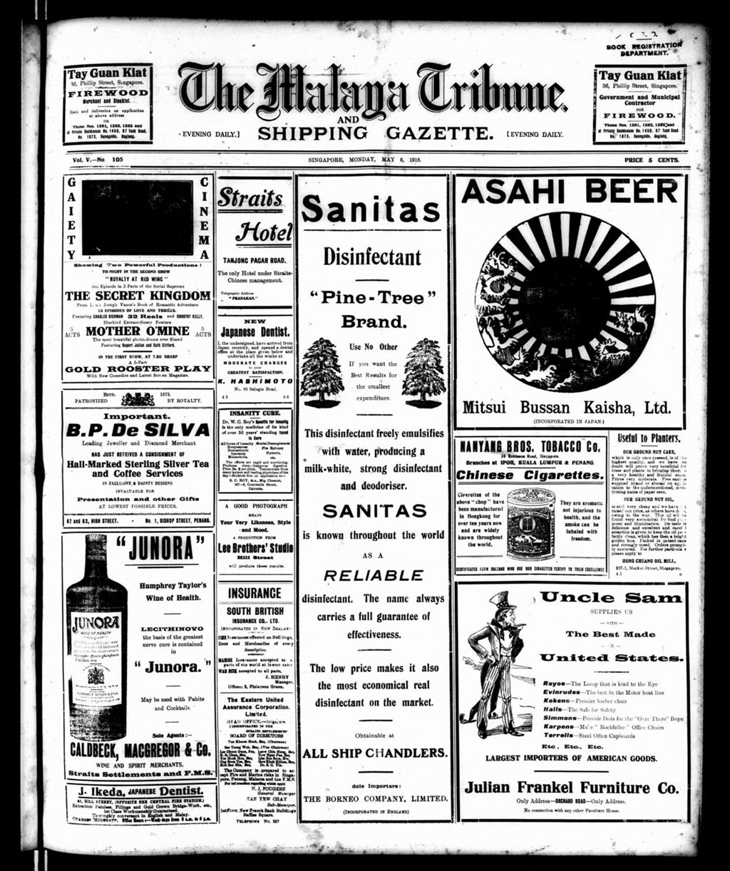 Miniature of Malaya Tribune 06 May 1918