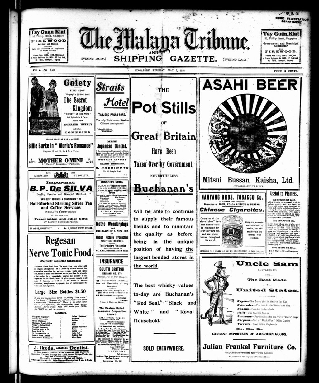 Miniature of Malaya Tribune 07 May 1918