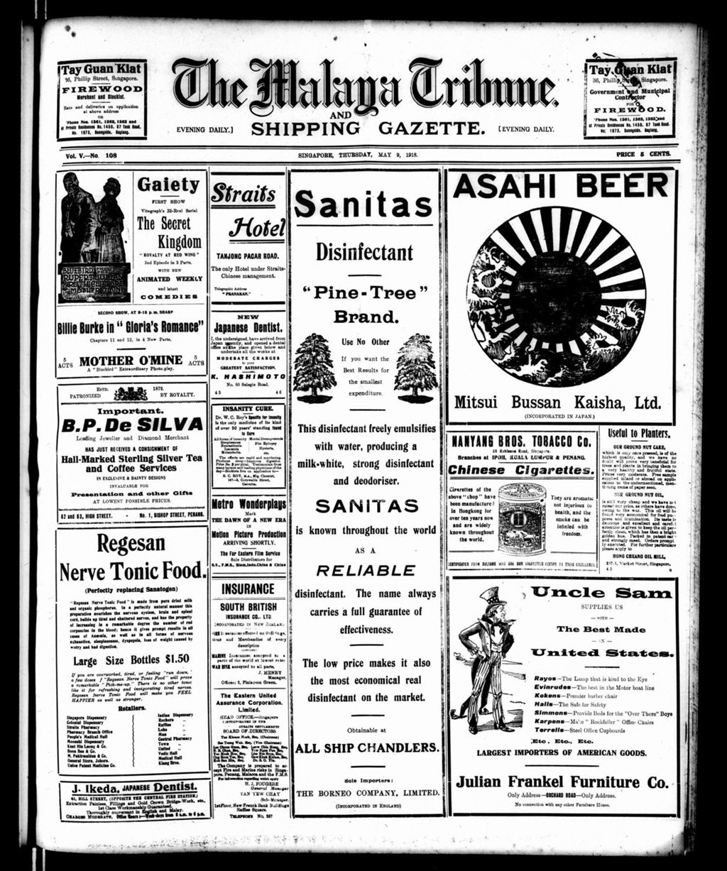 Miniature of Malaya Tribune 09 May 1918