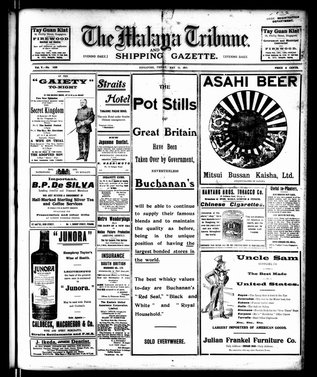 Miniature of Malaya Tribune 10 May 1918