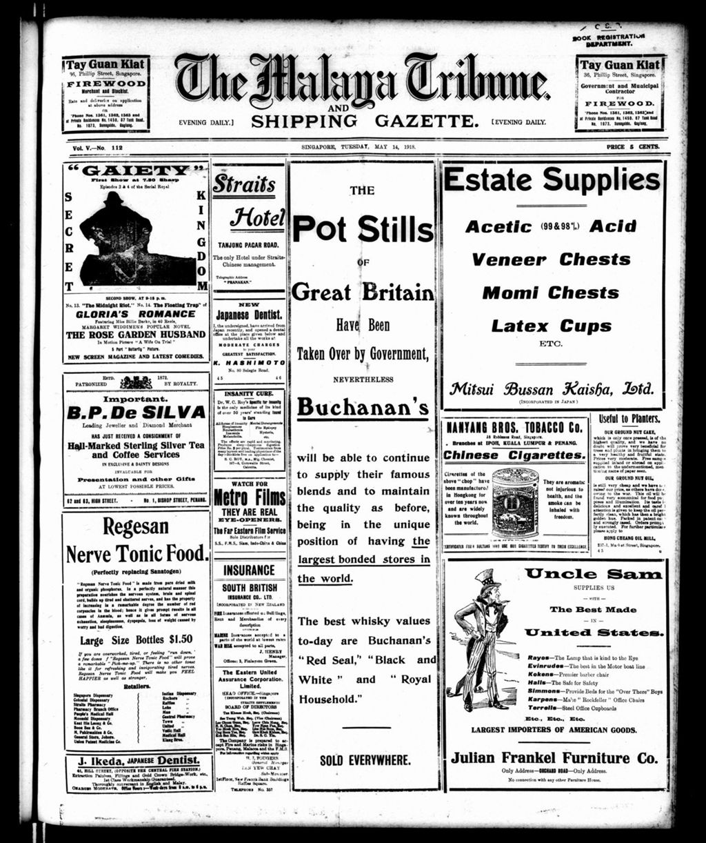 Miniature of Malaya Tribune 14 May 1918