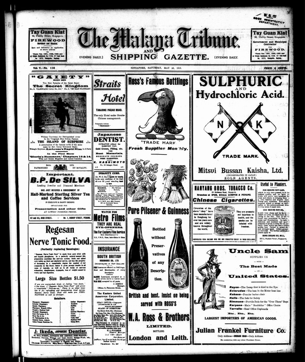 Miniature of Malaya Tribune 18 May 1918