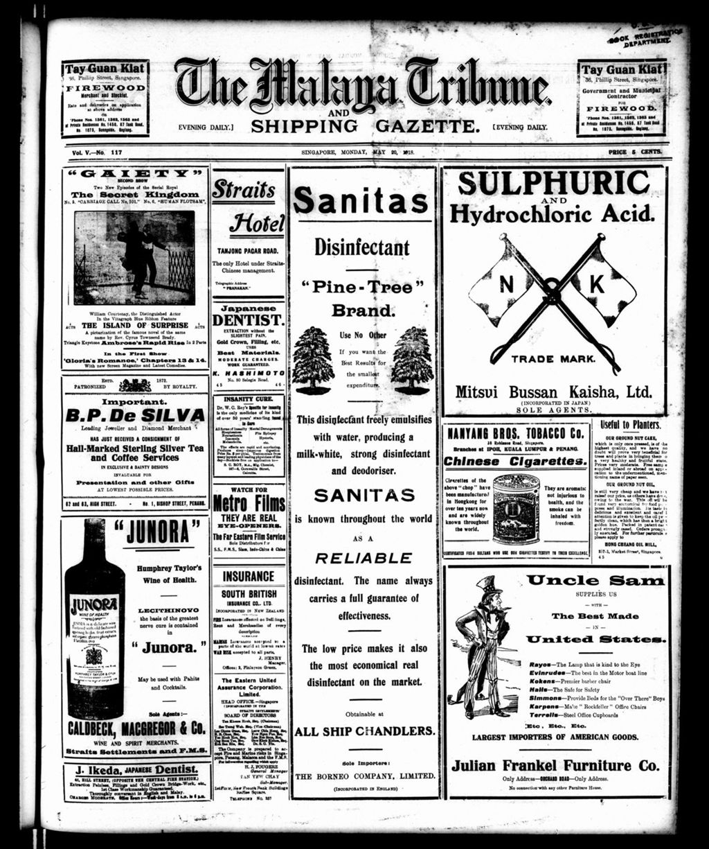 Miniature of Malaya Tribune 20 May 1918