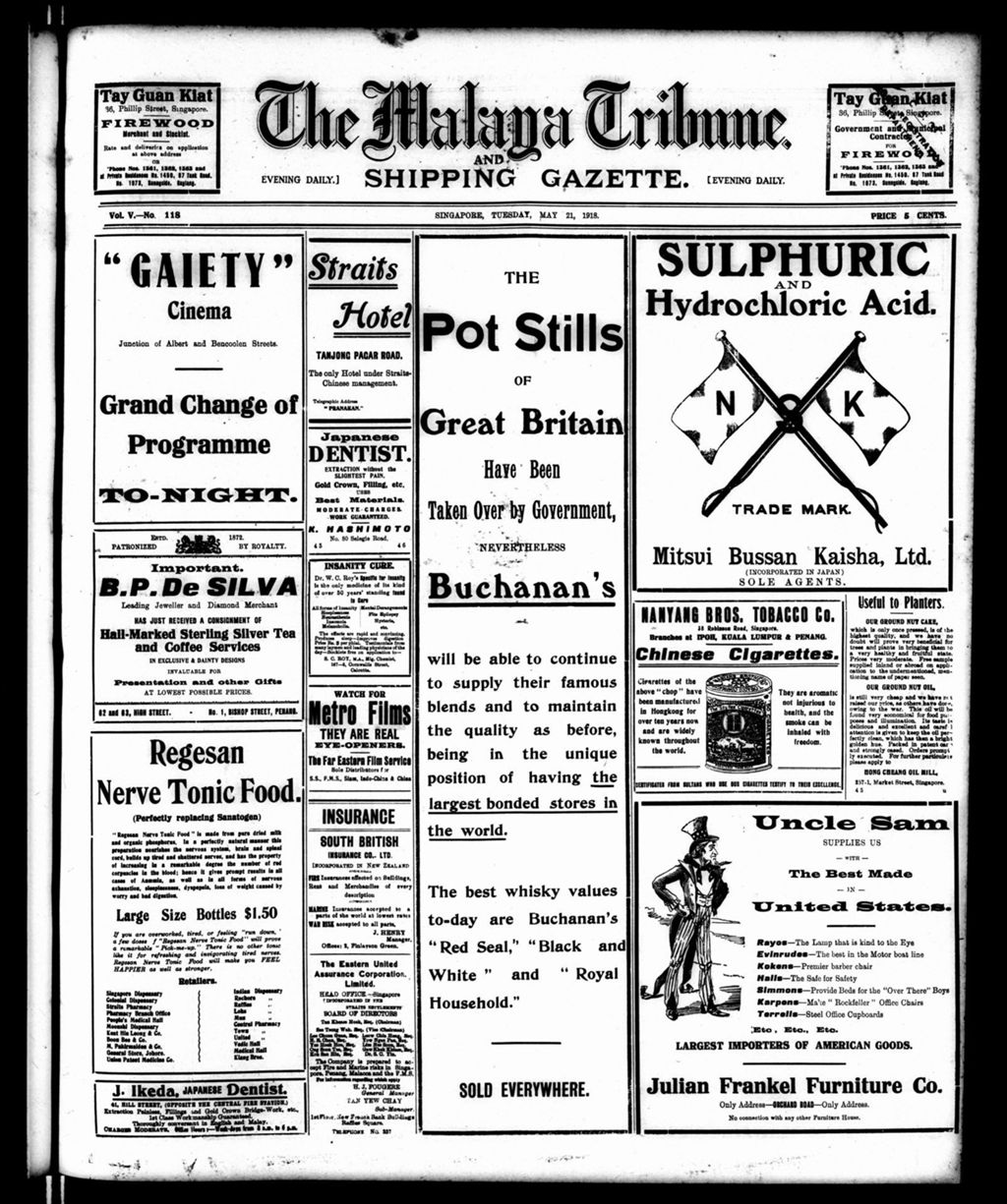 Miniature of Malaya Tribune 21 May 1918