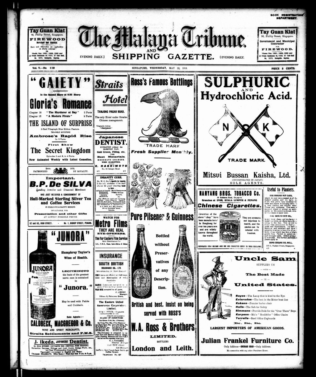 Miniature of Malaya Tribune 22 May 1918