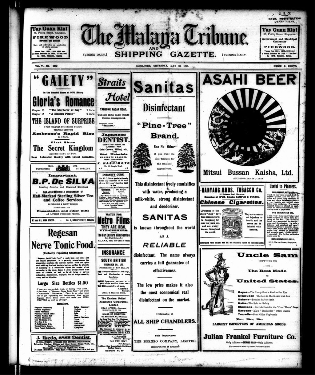 Miniature of Malaya Tribune 23 May 1918