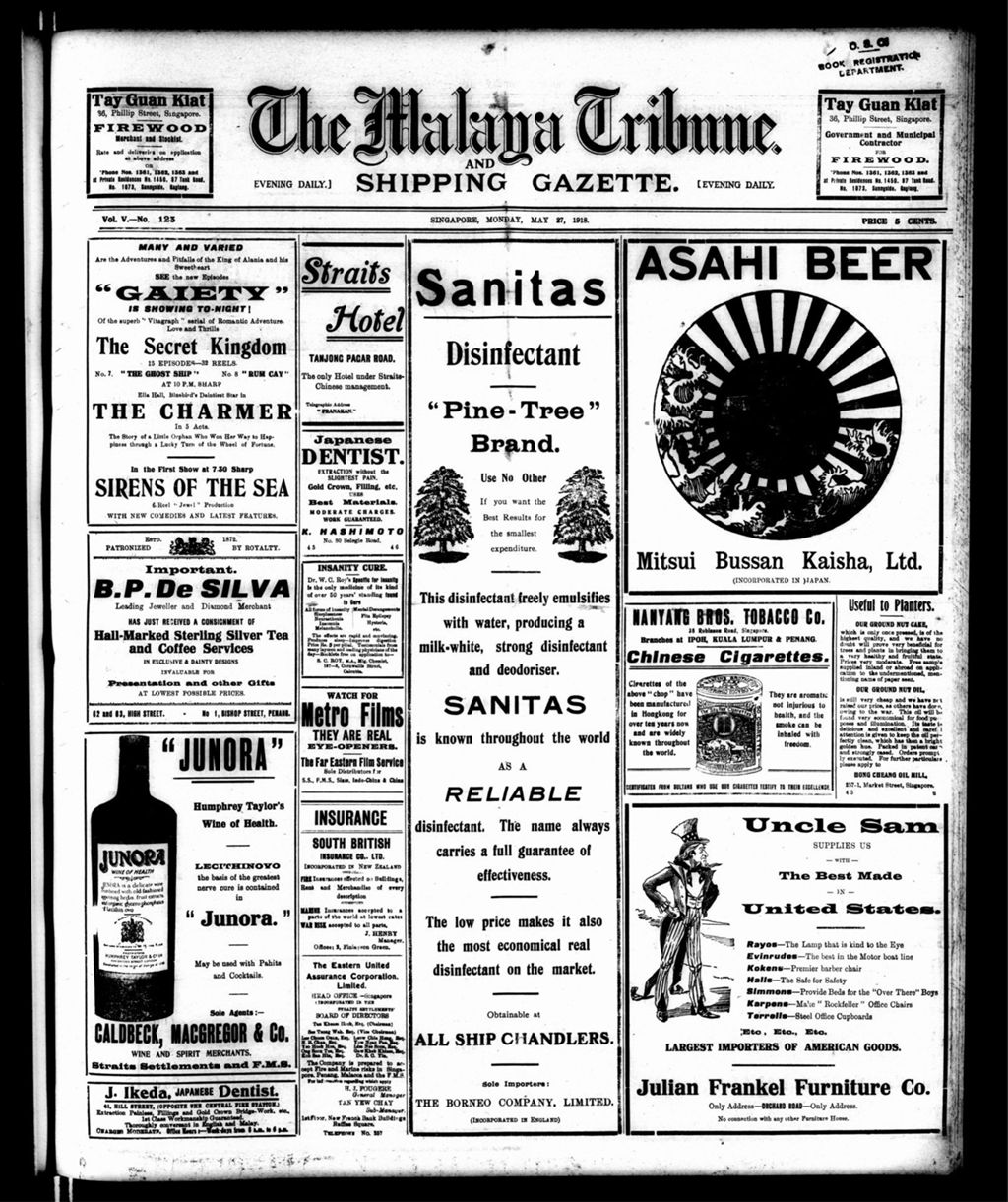 Miniature of Malaya Tribune 27 May 1918