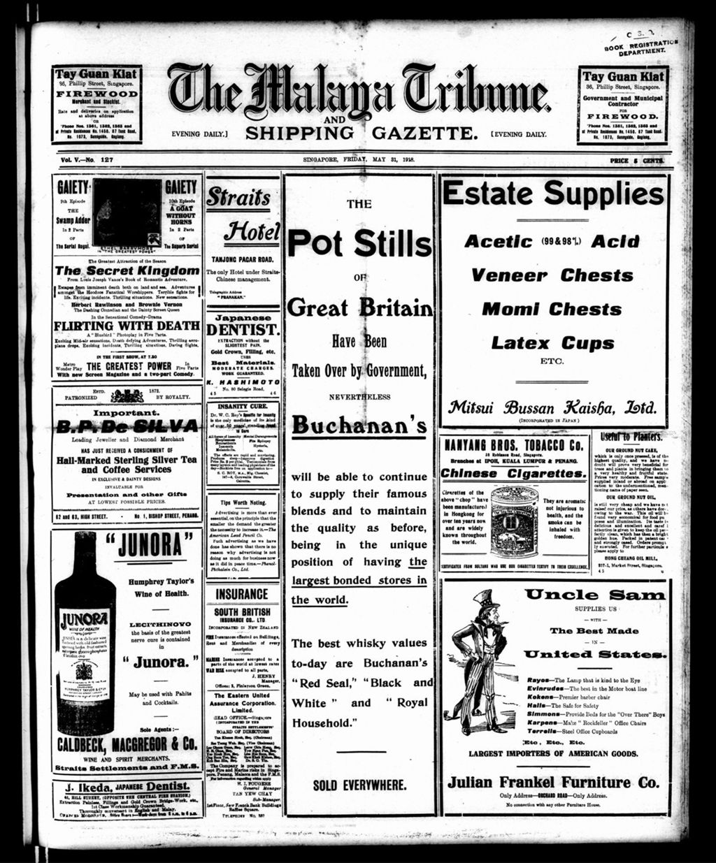 Miniature of Malaya Tribune 31 May 1918