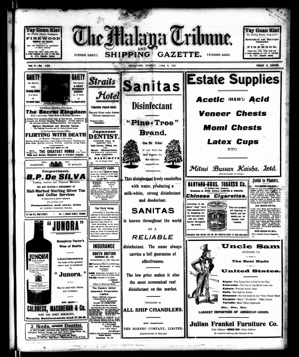 Miniature of Malaya Tribune 03 June 1918