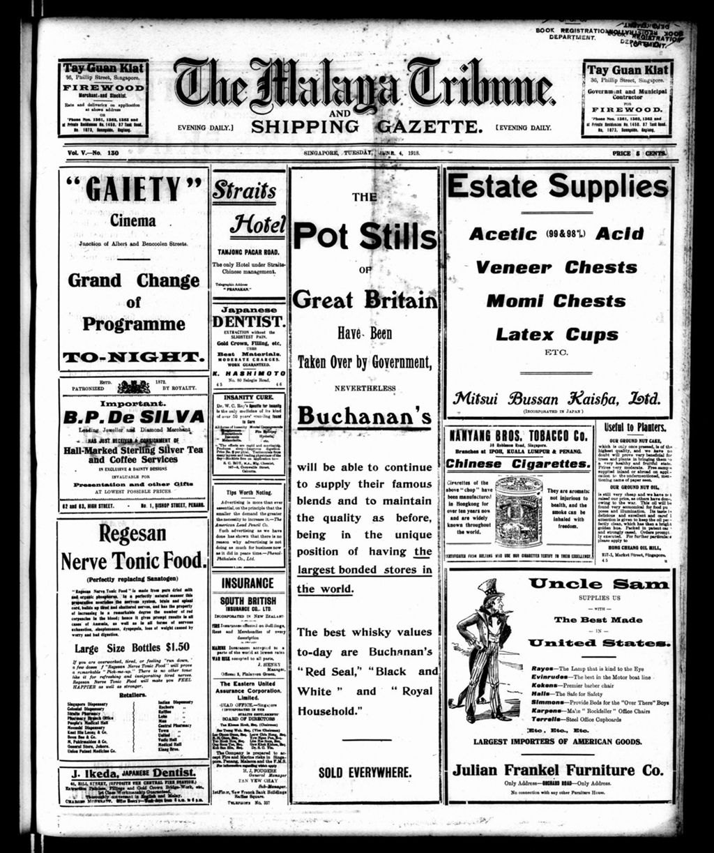 Miniature of Malaya Tribune 04 June 1918