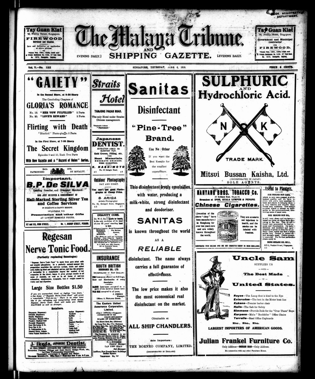 Miniature of Malaya Tribune 06 June 1918