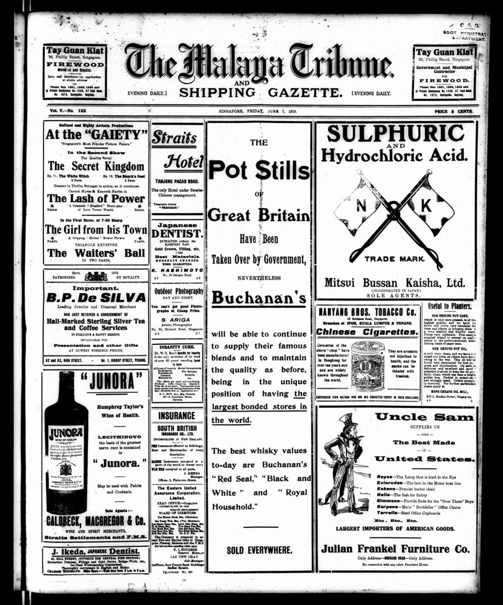 Miniature of Malaya Tribune 07 June 1918