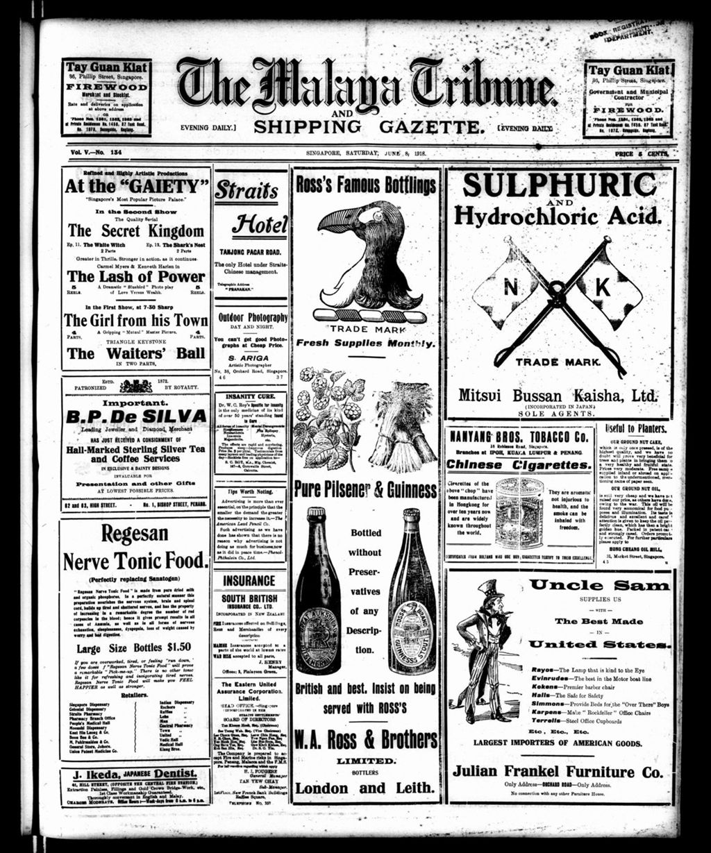 Miniature of Malaya Tribune 08 June 1918