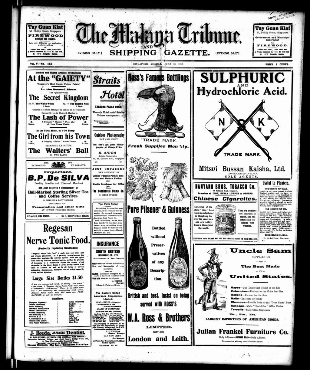 Miniature of Malaya Tribune 10 June 1918