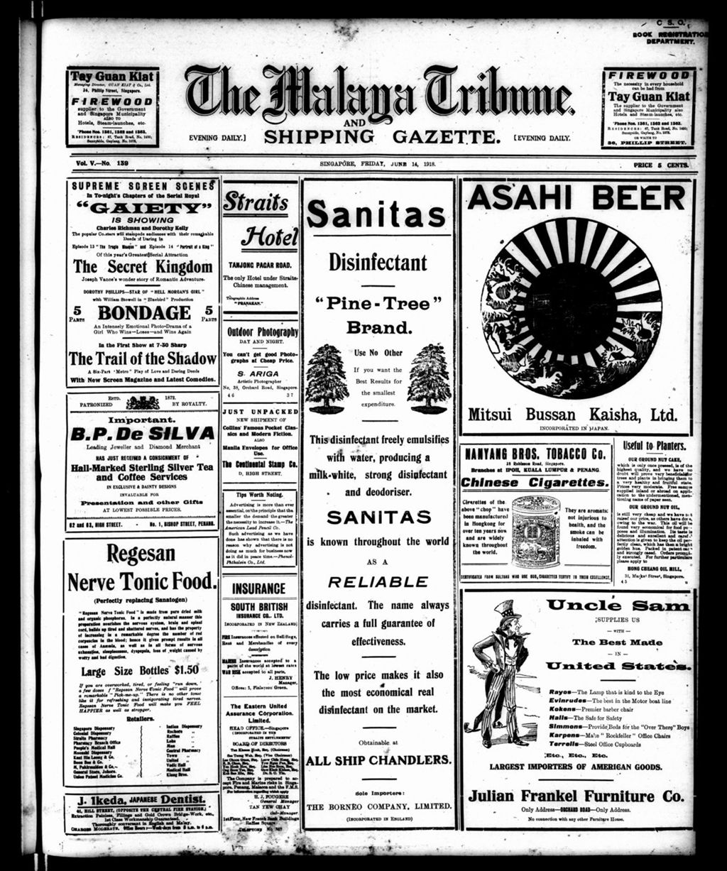 Miniature of Malaya Tribune 14 June 1918