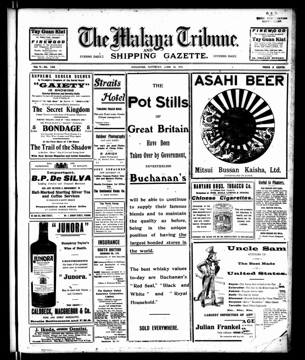 Miniature of Malaya Tribune 15 June 1918