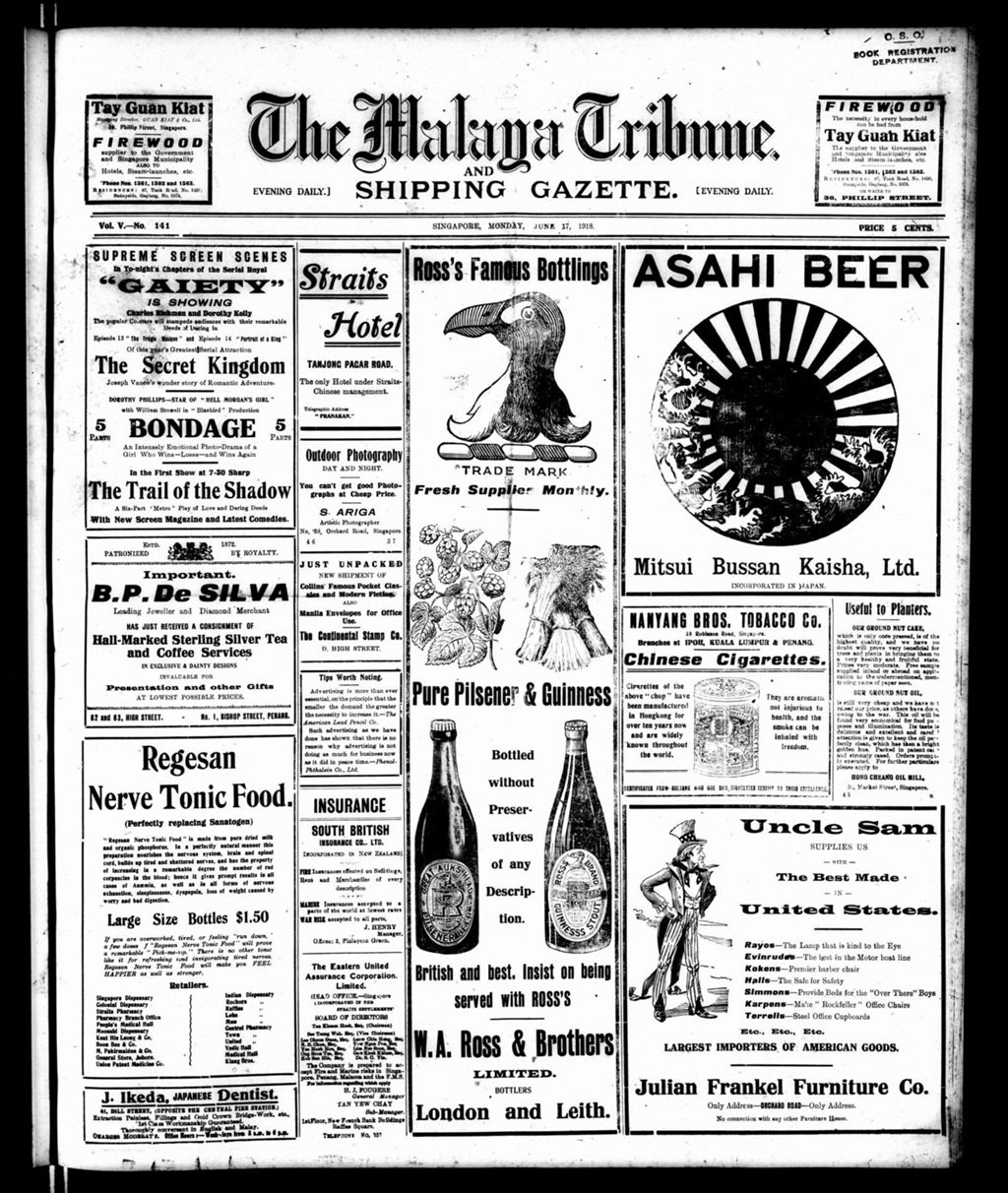 Miniature of Malaya Tribune 17 June 1918