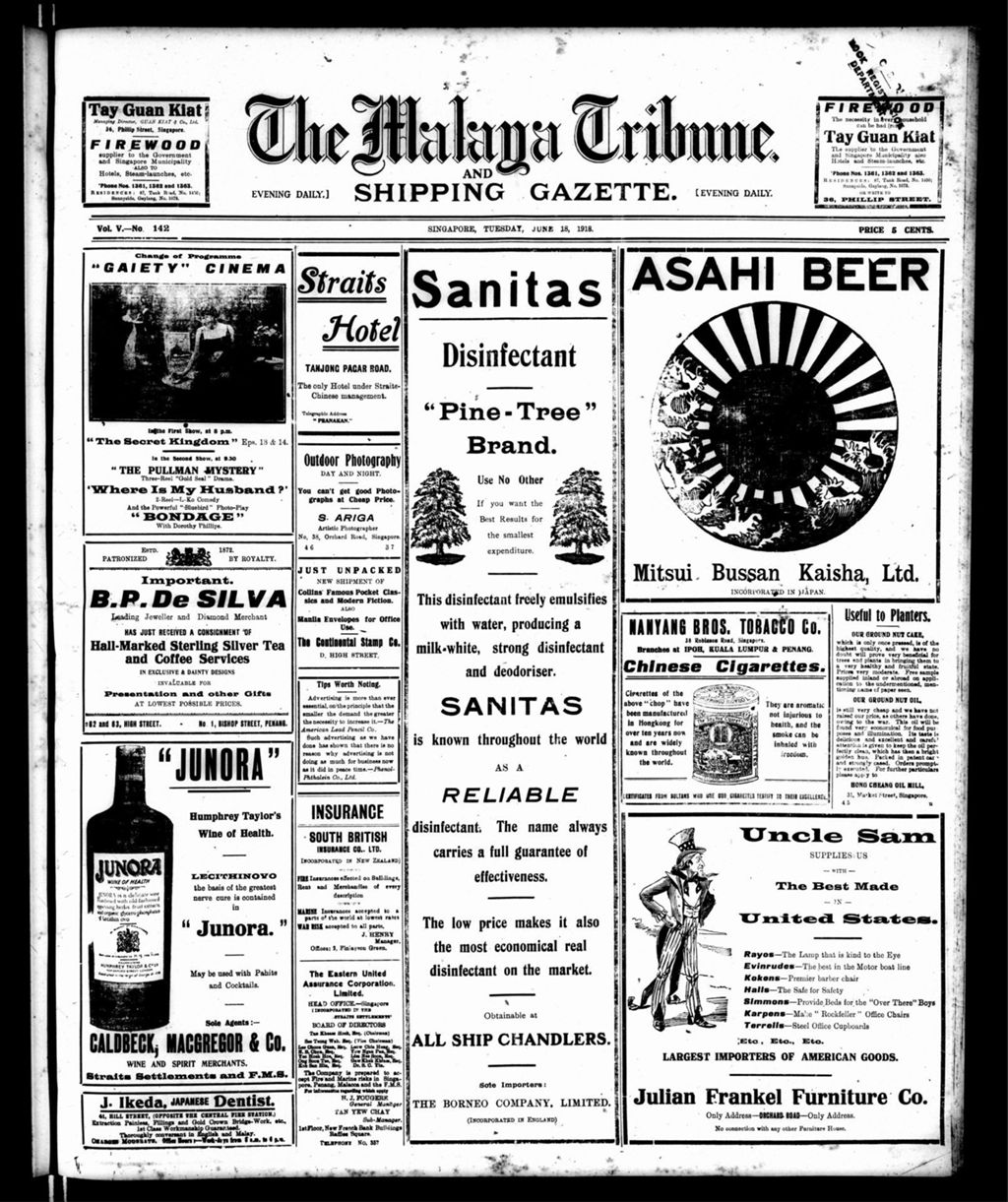 Miniature of Malaya Tribune 18 June 1918