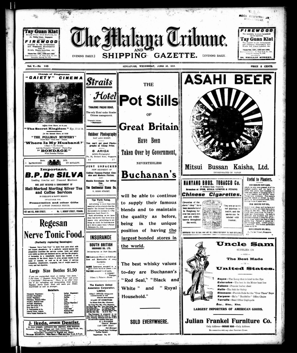 Miniature of Malaya Tribune 19 June 1918