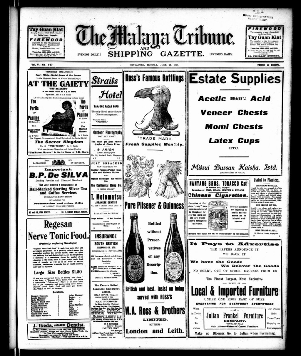 Miniature of Malaya Tribune 24 June 1918