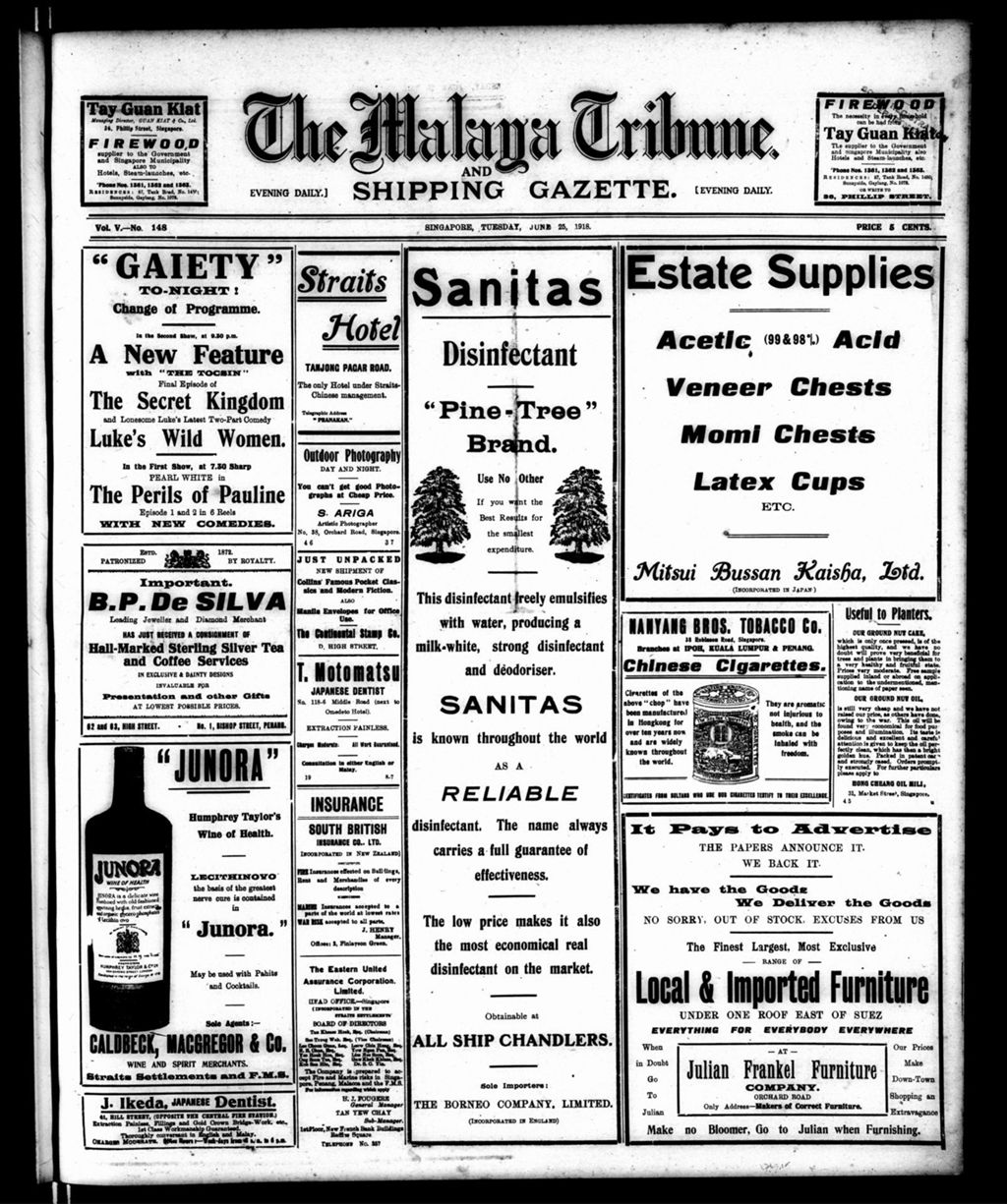 Miniature of Malaya Tribune 25 June 1918