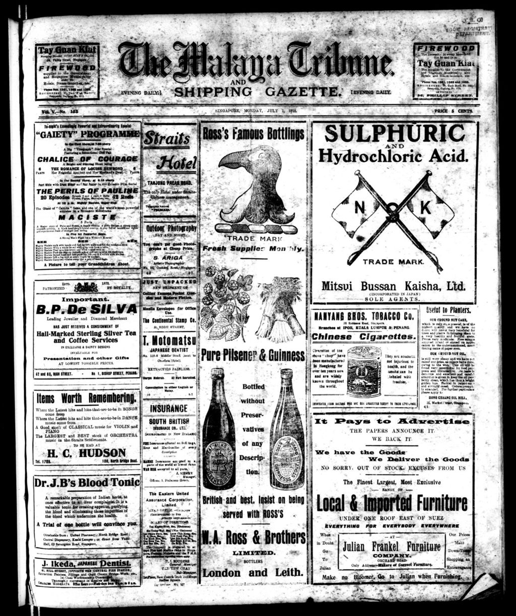 Miniature of Malaya Tribune 01 July 1918