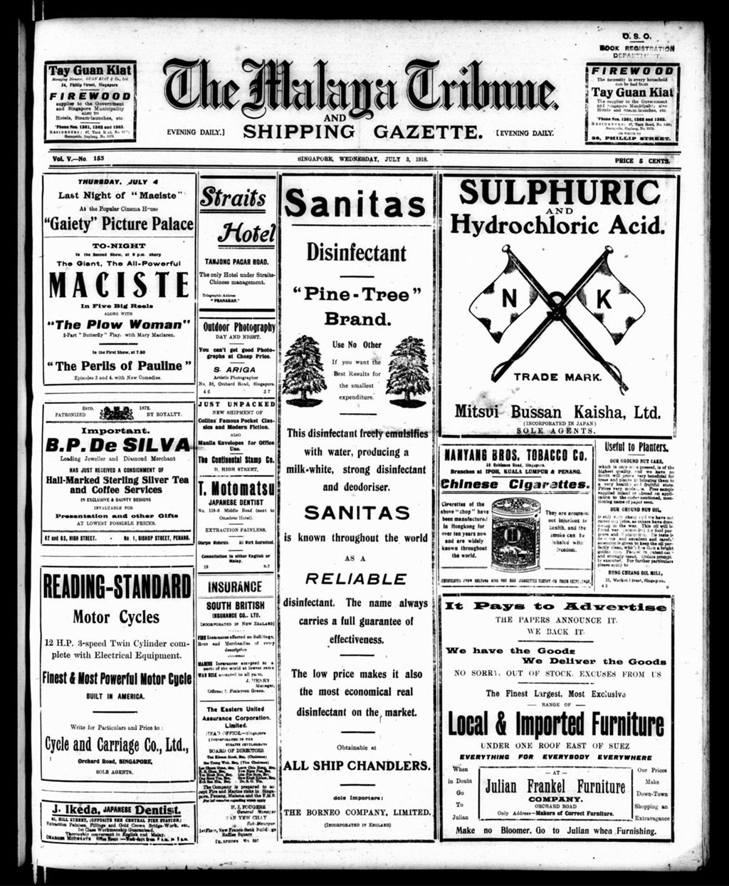 Miniature of Malaya Tribune 03 July 1918