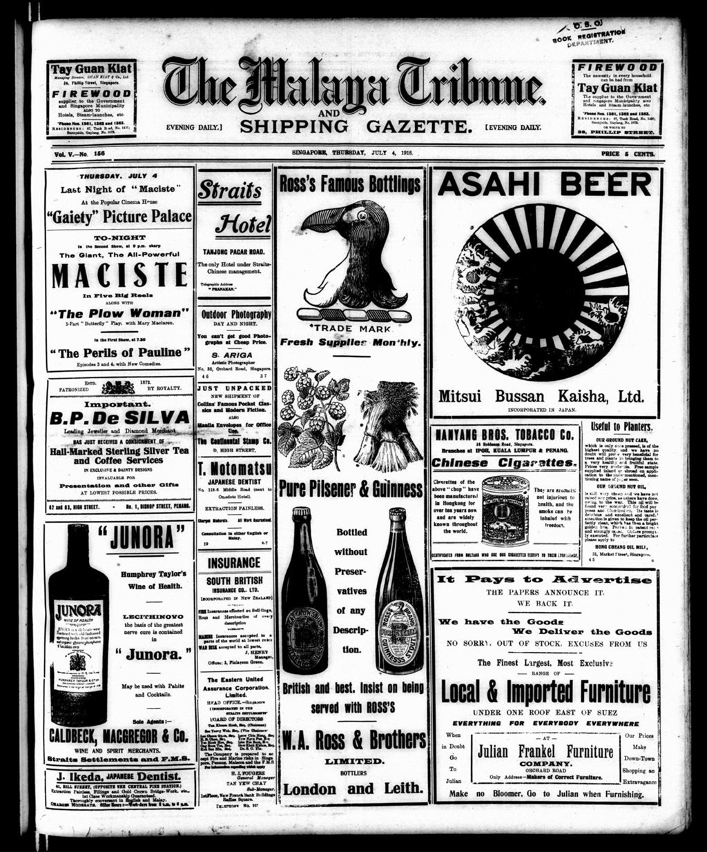 Miniature of Malaya Tribune 04 July 1918