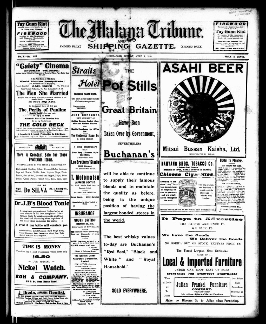 Miniature of Malaya Tribune 08 July 1918