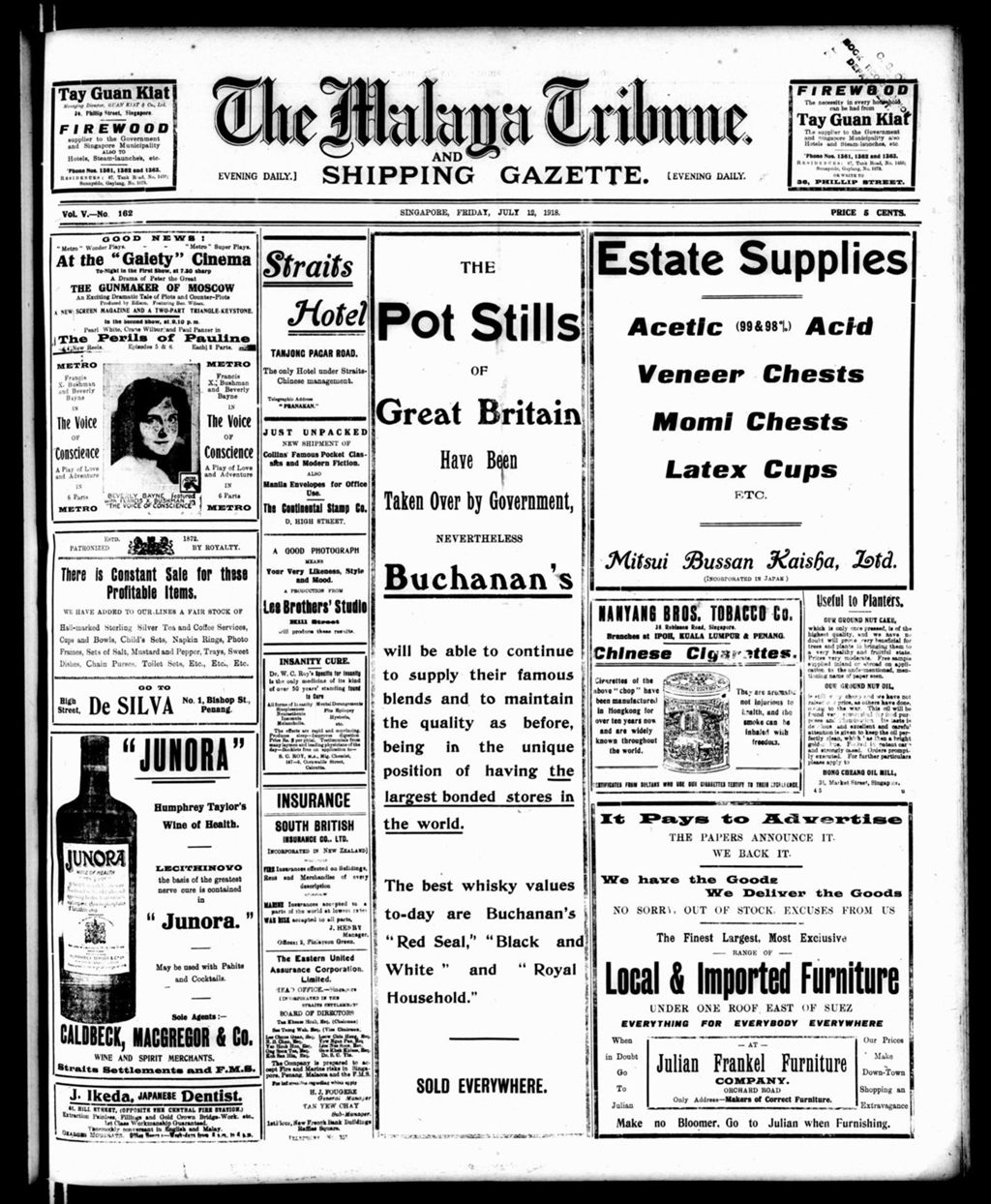 Miniature of Malaya Tribune 12 July 1918