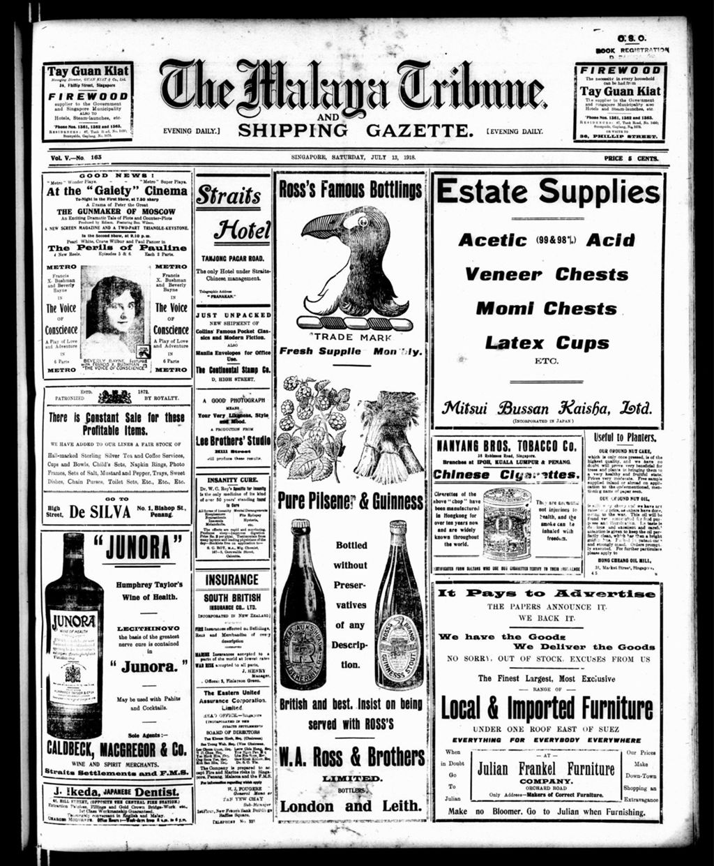 Miniature of Malaya Tribune 13 July 1918