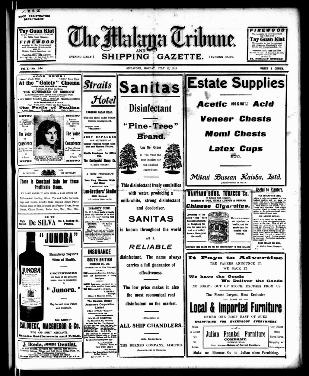 Miniature of Malaya Tribune 15 July 1918