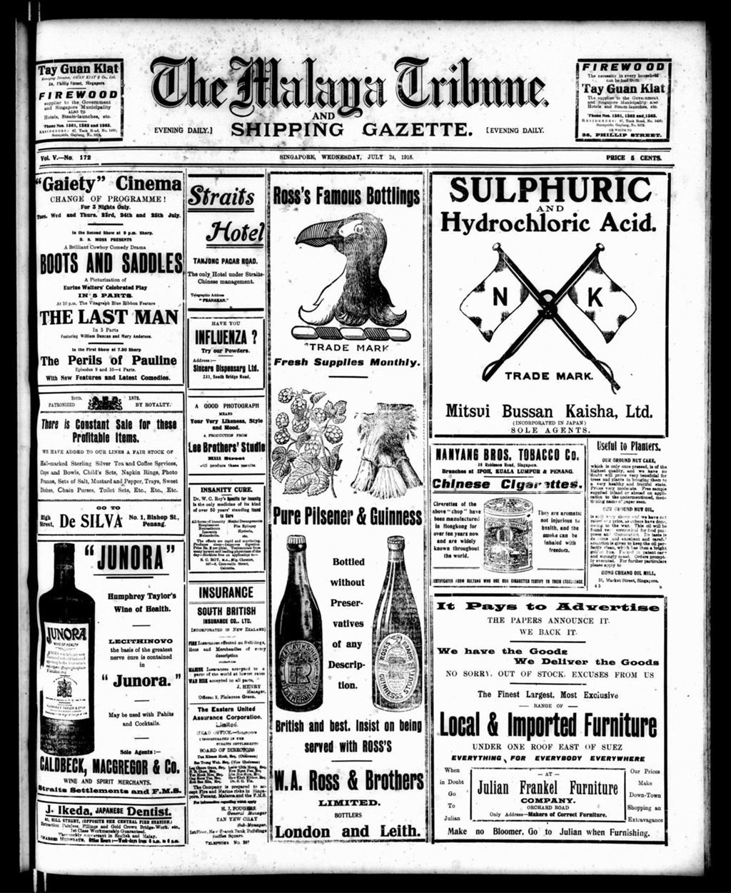 Miniature of Malaya Tribune 24 July 1918