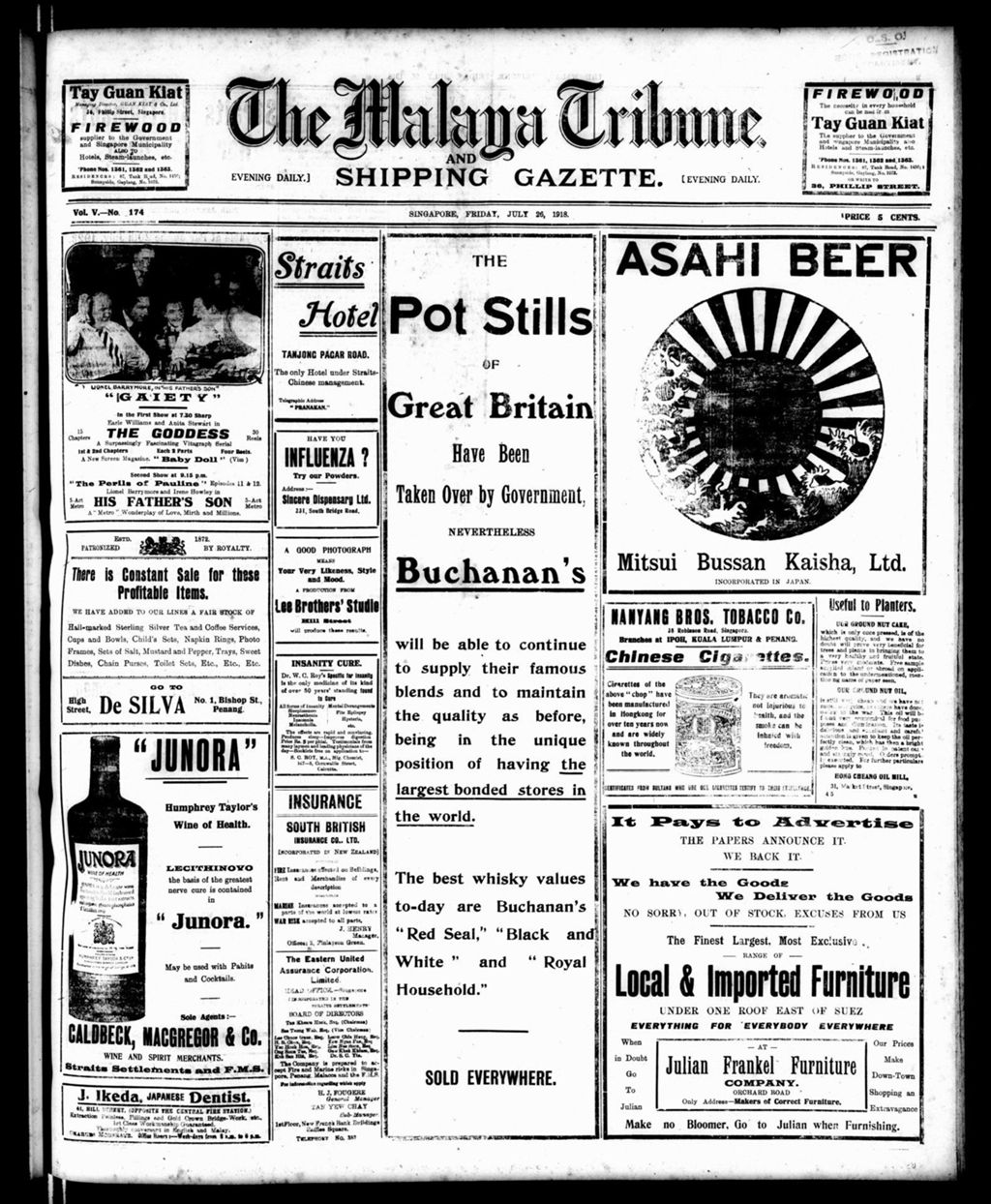 Miniature of Malaya Tribune 26 July 1918