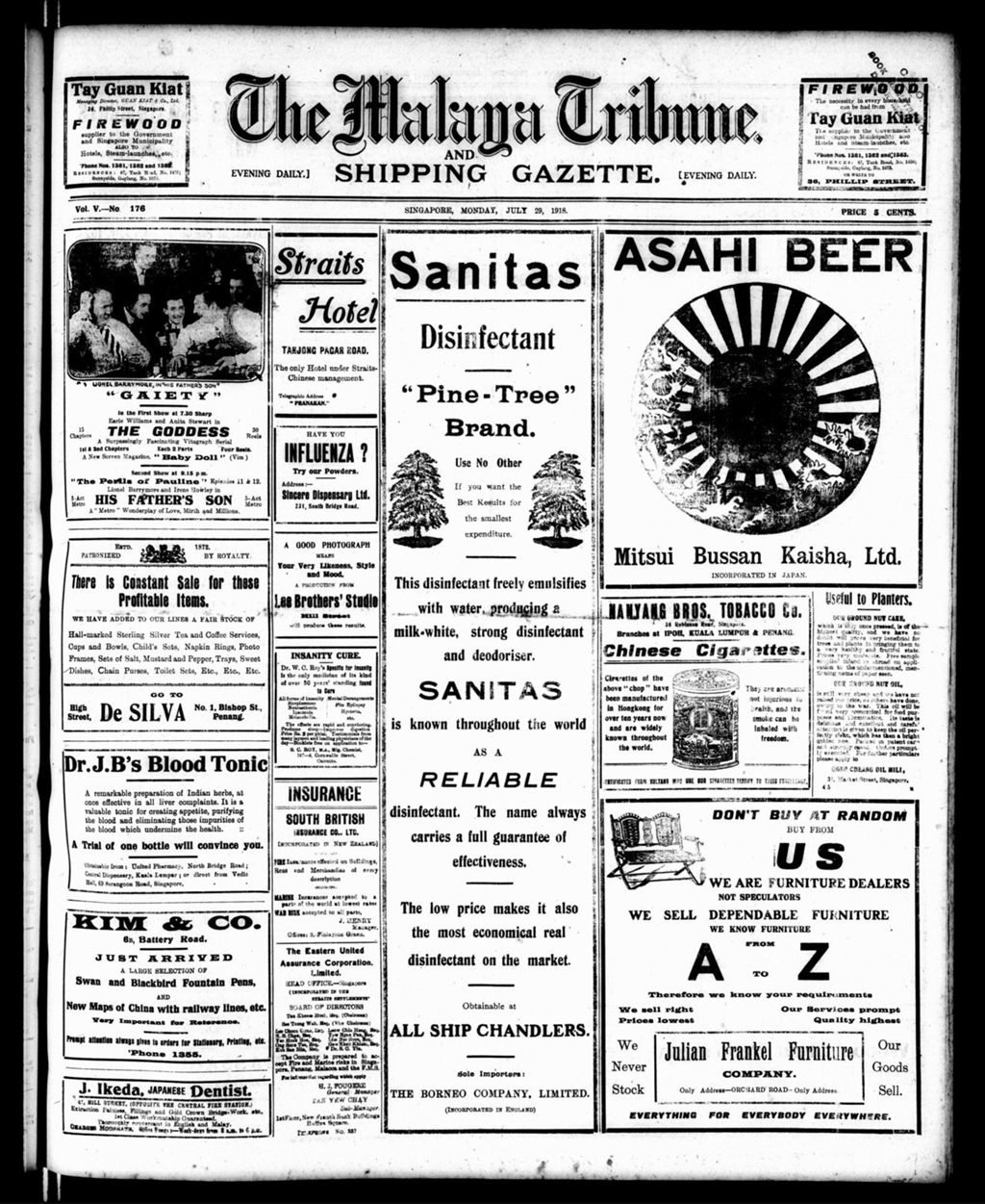 Miniature of Malaya Tribune 29 July 1918