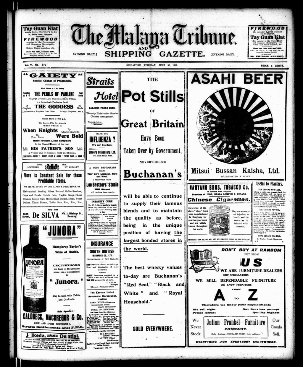 Miniature of Malaya Tribune 30 July 1918